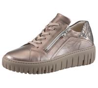 Plateausneaker WALDLÄUFER "H-LIVIA", Damen, Gr. 7 (40,5), braun (bronzefarben), Nappaleder, Nubukleder, metallic, Schuhe Plateausneaker, Schnürschuh, Halbschuh, Bequemschuh mit herausnehmbarem Lederfi
