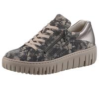 Plateausneaker WALDLÄUFER "H-LIVIA", Damen, Gr. 9 (43), grau (grau, bronzefarben), Nappaleder, Veloursleder, gemustert, metallic, Schuhe Plateausneaker, Schnürschuh, Halbschuh, Komfortschuh mit heraus