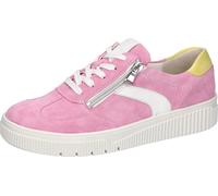 Plateausneaker WALDLÄUFER "K-SANSA", Damen, Gr. 4 (37), pink, weiß, hellgrün, Nappaleder, Veloursleder, kontrastfarbene Details, Schuhe Plateausneaker, Schnürschuh, Halbschuh, Freizeitsneaker mit Lede
