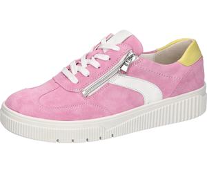 Plateausneaker WALDLÄUFER "K-SANSA", Damen, Gr. 7,5 (41), pink, weiß, hellgrün, Nappaleder, Veloursleder, kontrastfarbene Details, Schuhe Plateausneaker, Schnürschuh, Halbschuh, Freizeitsneaker mit Le