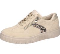 Plateausneaker WALDLÄUFER "K-SANSA", Damen, Gr. 9 (43), hellbeige, goldfarben, leo, Nappaleder, Nubukleder, Veloursleder, animal-print, kontrastfarbene Details, metallic, Schuhe Plateausneaker, Schnür