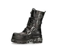 Plateaustiefel NEW ROCK "Plateau Boots M-373-S4", Damen, Gr. 38, Normalschaft, schwarz, Obermaterial: 100% Rindnappaleder CNA., Schuhe, Handgefertigt, Made in Spain (22627069-38) schwarz