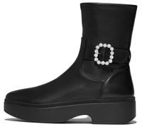 Plateaustiefelette FITFLOP "F-LUMA CRYSTAL", Damen, Gr. 38, schwarz, Leder, Lederimitat, Schuhe Plateaustiefelette, Boots, Chunky Boot mit Plateausohle (29493106-38)