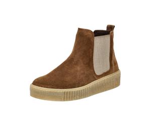 Plateaustiefelette GABOR "Gabor Stiefelette Veloursleder/Textil", Damen, Gr. 42, braun (cognac), Textil, Veloursleder, Schuhe (20069436-42) cognac