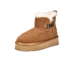 Plateaustiefelette MUSTANG SHOES "Mustang Shoes Stiefelette Veloursleder", Damen, Gr. 41, braun (cognac), Veloursleder, Schuhe (84090863-41) cognac