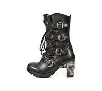 Plateaustiefelette NEW ROCK "High Heel Boots M-TR003-S1", Damen, Gr. 41, Normalschaft, schwarz, Obermaterial: 100% Rindnappaleder CNA., Schuhe, Handgefertigt, Made in Spain (29503834-41) schwarz