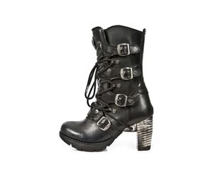 Plateaustiefelette NEW ROCK "High Heel Boots M-TR003-S1", Damen, Gr. 41, Normalschaft, schwarz, Obermaterial: 100% Rindnappaleder CNA., Schuhe, Handgefertigt, Made in Spain (29503834-41) schwarz