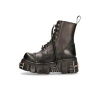 Plateaustiefelette NEW ROCK "Plateau Ankle Boots M-NEWMILI083C-C6", Damen, Gr. 45, Normalschaft, schwarz, Obermaterial: 100% Rindnappaleder CNA., Schuhe, Handgefertigt, Made in Spain (71610406-45) sch