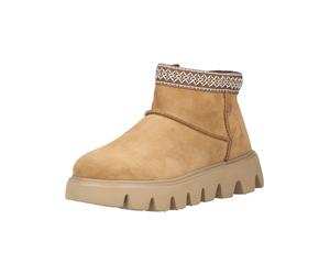Plateaustiefelette RIEKER "Rieker Stiefelette Leder", Damen, Gr. 37, beige, Leder, Schuhe (55610212-37) beige