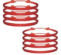PLATEYTR Glücksarmband Rot 4er Set - Verstellbares Kabbala Armband für Damen Herren Teenager - Rotes Schutzarmband gegen negatives Karma und böse Blicke - spiritueller Schmuck für Alltag & Geschenk