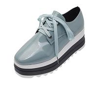 Plattform Freizeitschuhe Damen Loafers Flache Schuhe Lackleder Walking Shoes Halbschuhe Keil Sneaker Laufsportschuhe Schnür Joggingschuhe Walkingschuhe mit Erhöhung Pad