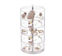 Platzsparender Schmuckaufbewahrungs Organizer mit 3 / 4 / 5 Ebenen, stapelbares drehbares Gehäuse, platzsparender tragbarer Display Organizer, tragbares Reiseetui, transparenter drehbarer Ständer, Box