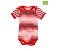 Playshoes Kurzarm-Body BABY WAL 2er-Pack in weiß/rot, Gr. 50/56, maedchen