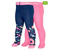 Playshoes Kinder Strumpfhose Bonbons (2er Set) Marine/Rosa-122/128