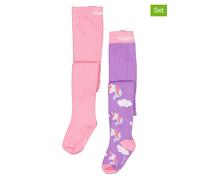 Playshoes Kinder Strumpfhose Einhorn (2er Set) Violett/Rosa-110/116