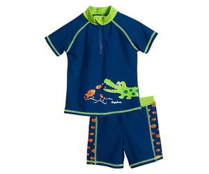Playshoes 2tlg. Badeoutfit "Krokodil" in Dunkelblau - Größe 110/116 | Baby Bademode