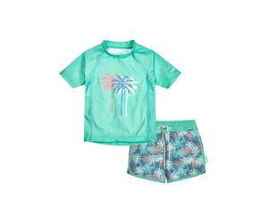 Playshoes 2tlg. Badeoutfit "Palmen" in Grün - Größe 134/140 | Baby Bademode