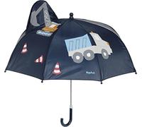 Playshoes Jungen 3D Baustelle Regenschirm, Blau (Marine 11), One Size