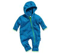 Playshoes Baby Fleece-Overall, atmungsaktiver Unisex-Jumpsuit für Jungen und Mädchen mit langem Reißverschluss und Kapuze, farbig abgesetzt
