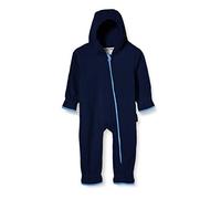 Playshoes Baby Fleece-Overall, atmungsaktiver Unisex-Jumpsuit für Jungen und Mädchen mit langem Reißverschluss und Kapuze, farbig abgesetzt