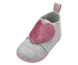 Playshoes Hausschuhe aus Filz - Herz Grau - Gr. 22