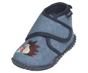 Playshoes Hausschuhe Klettverschluss - Igel Jeansblau - Gr. 22/23
