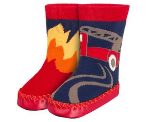 Playshoes Hüttenschuh - Feuerwehr Marine Rot - Gr. 18/19