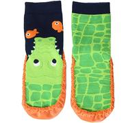 Playshoes Jungen Unisex Kinder Hüttenschuhe Krokodil Hausschuh, Marine/grün, 24/25 EU