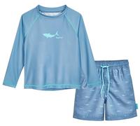 Playshoes Jungen Zweiteiler Lang Rash-Guard-Set, Hai Blau Langarm, 122-128