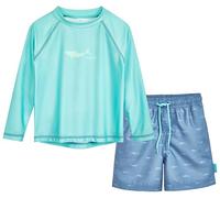 Playshoes Jungen Zweiteiler Lang Rash-Guard-Set, Hai Türkis Langarm, 110-116