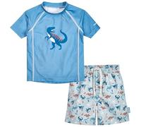 Playshoes Jungen Zweiteiler Rash-Guard-Set, Dino Hellblau, 110-116