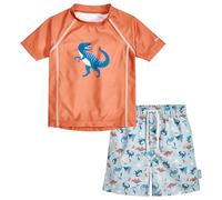 Playshoes Jungen Zweiteiler Rash-Guard-Set, Dino Orange, 134-140