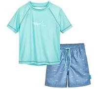 Playshoes Jungen Zweiteiler Rash-Guard-Set, Hai Shorts, 86-92