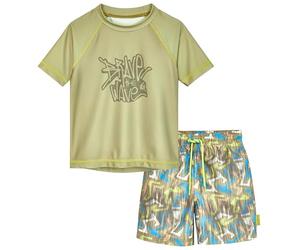 Playshoes Jungen Zweiteiler Rash-Guard-Set, Wave Oliv, 122-128