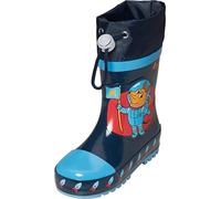 Playshoes Kinder Gummistiefel aus Naturkautschuk, trendige Unisex Regenstiefel mit Reflektoren, mit Sternen-Muster, Blau (marine 11), 32/33 EU
