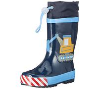 Playshoes Kinder Gummistiefel aus Naturkautschuk, trendige Unisex Regenstiefel mit Reflektoren, Baustelle, 30/31 EU