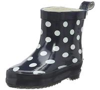 Playshoes Kinder Halbschaft-Gummistiefel aus Naturkautschuk, Trendige Unisex Regenstiefel mit Reflektoren, gepunktet mit Punkt-Muster, Blau (Marine 11), 26, 180358