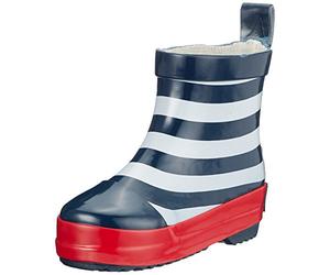 Playshoes Kinder Halbschaft-Gummistiefel aus Naturkautschuk, trendige Unisex Regenstiefel mit Reflektoren, maritim gestreift