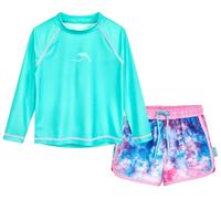 Playshoes Mädchen Zweiteiler Lang Rash-Guard-Set, Türkis Langarm Batik, 134/140 cm