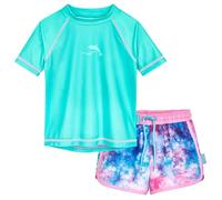 Playshoes Mädchen Zweiteiler Rash-Guard-Set, Batik Türkis, 110-116