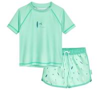 Playshoes Mädchen Zweiteiler Rash-Guard-Set, Mint Surfbrett, 122/128 cm