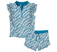 Playshoes Mädchen Zweiteiler Schwimmshirt-Set, Blümchen Petrol, 86-92