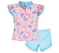 Playshoes Mädchen Zweiteiler Schwimmshirt-Set, Rosa Schmetterlinge, 98-104