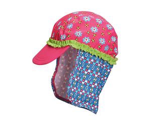 Playshoes Nackenschutzcap "Blumen" in Pink - Größe 51 cm | Baby Caps Huete
