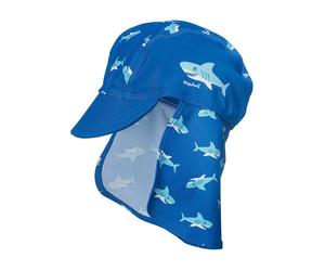 Playshoes Nackenschutzcap "Hai" in Blau - Größe 49 cm | Baby Muetzen