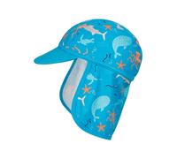 Playshoes Nackenschutzcap "Meerestiere" in Blau - Größe 51 cm | Baby Muetzen
