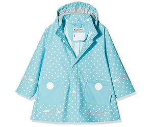 Playshoes Regenjacke Unisex Kinder Wind- und wasserdicht Regenmantel Regenbekleidung, türkis Punkte, 128