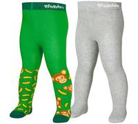 Playshoes Kinder Strumpfhose Affe (2er Set) Grün/Grau-110/116