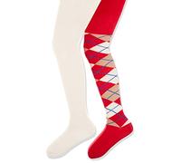 Playshoes Unisex Baby Strumpfhose Karo 2er Pack 498961, 900 - Beige/Rot, 74-80