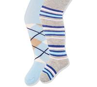 Playshoes Unisex Baby Strumpfhose Karo/Ringel 2er Pack 498970, 900 - Mehrfarbig, 74-80